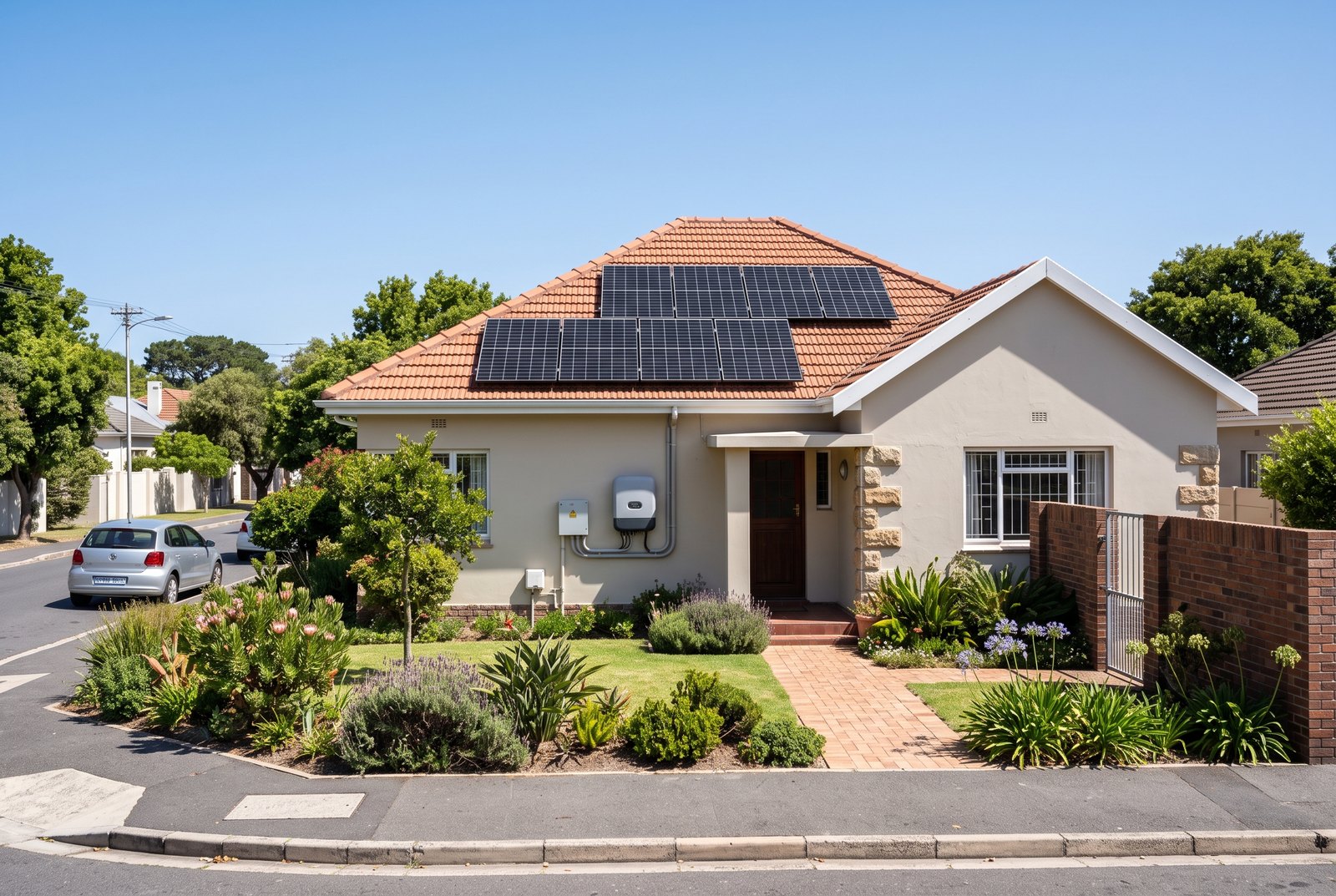 Rooftop solar PV array and inverter inspected for a solar Certificate of Compliance