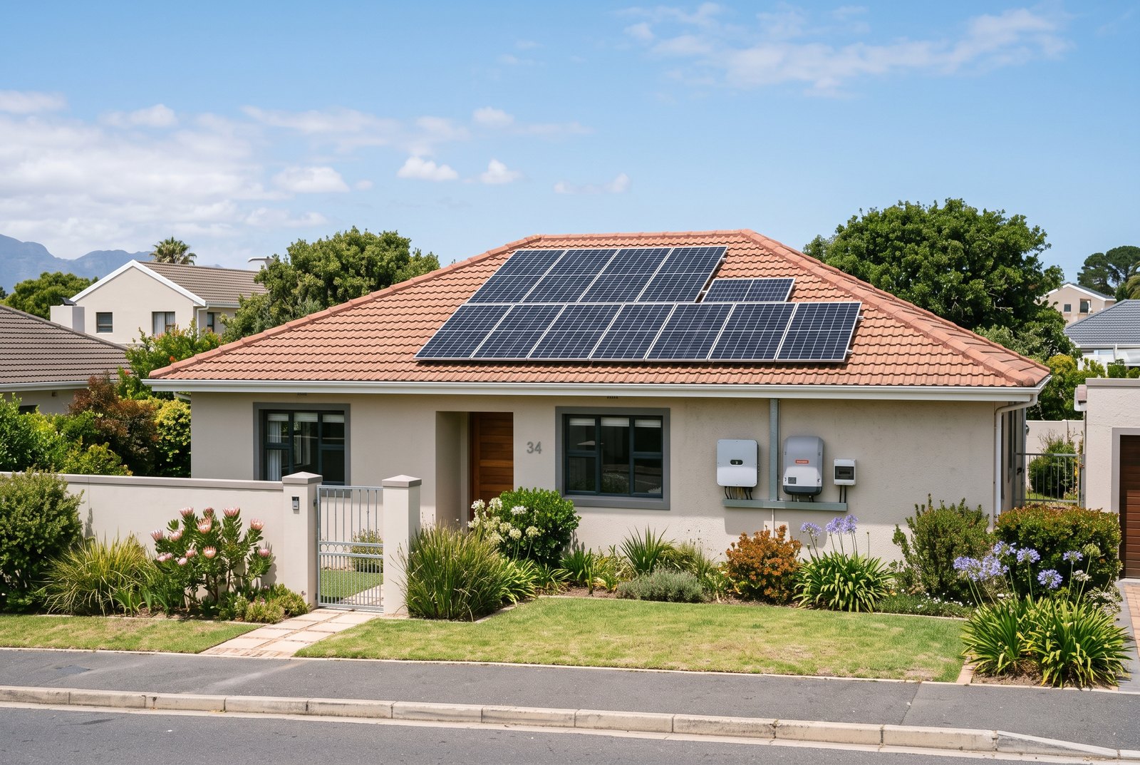 Rooftop solar PV array and inverter inspected for a solar Certificate of Compliance