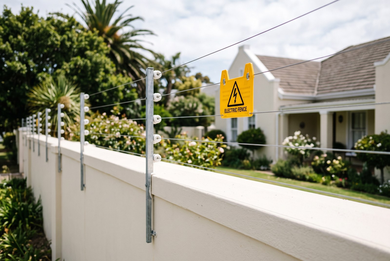 Electric fence wires, insulators and hazard sign inspected for an electric fence Certificate of Compliance