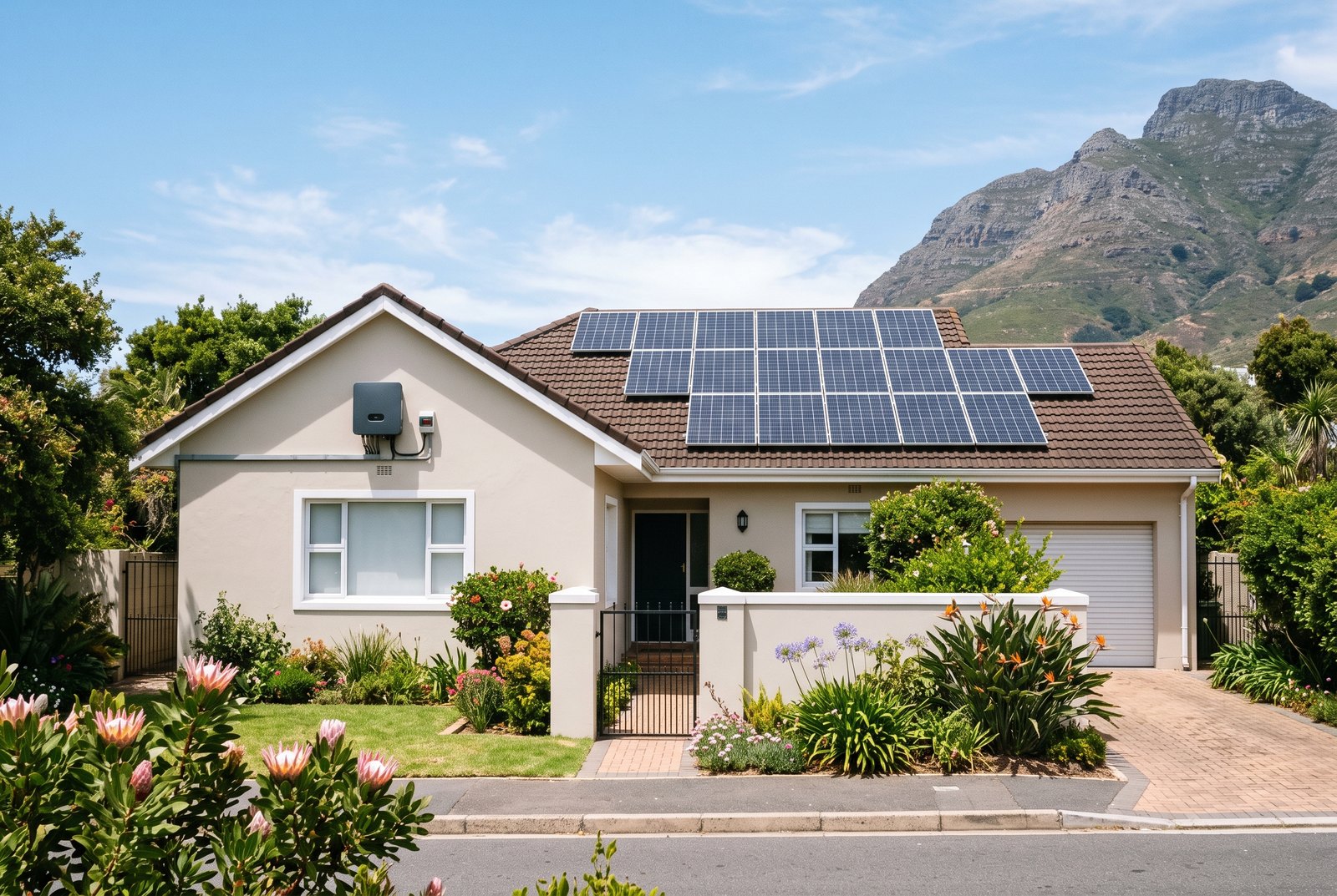 Rooftop solar PV array and inverter inspected for a solar Certificate of Compliance