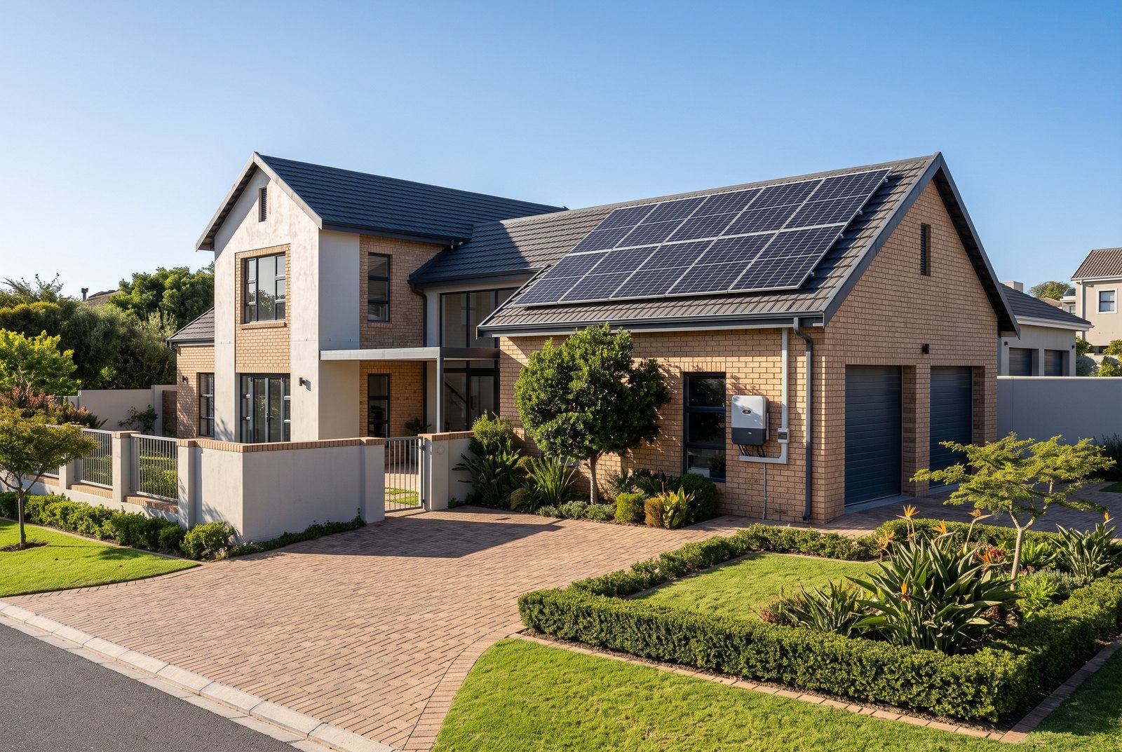 Rooftop solar PV array and inverter inspected for a solar Certificate of Compliance