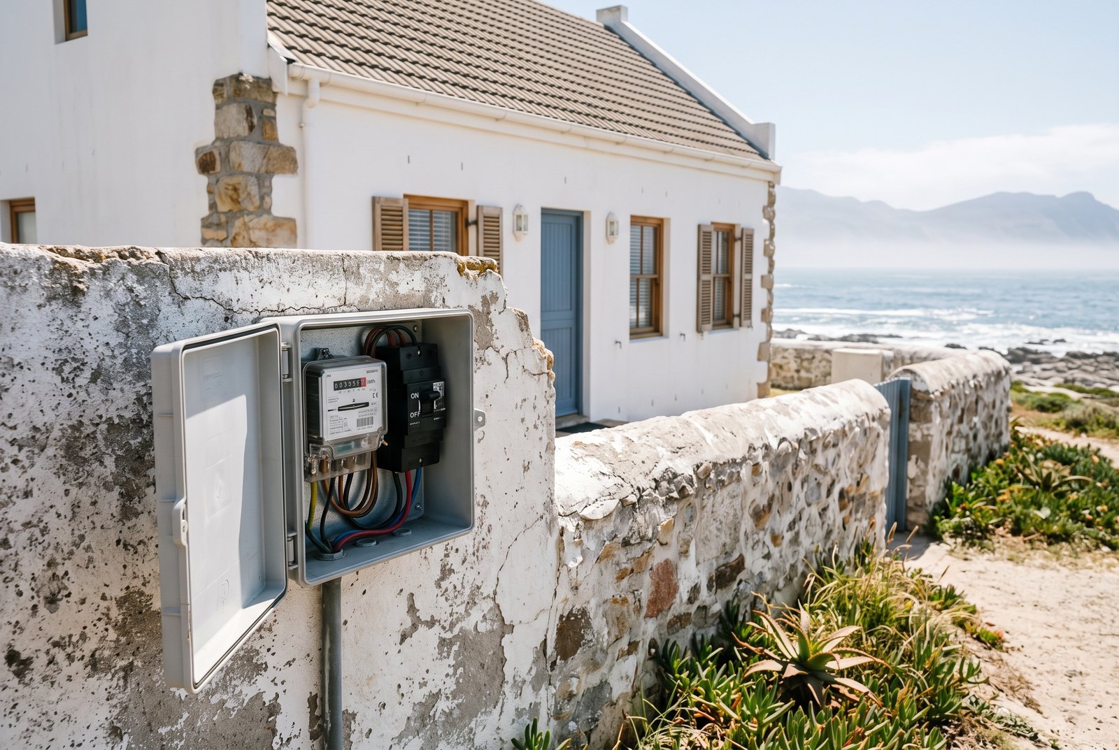 Exterior electrical meter box inspected for a Certificate of Compliance in Cape Town